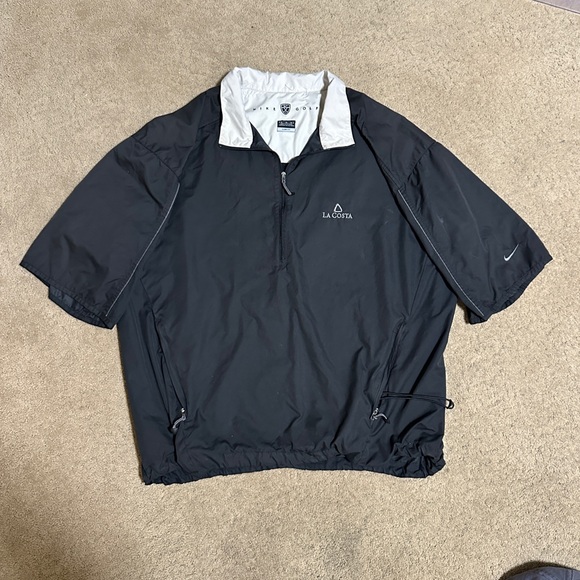 Nike Black Windbreaker Jacket with Cap and Khaki Pants - Picture 2 of 3